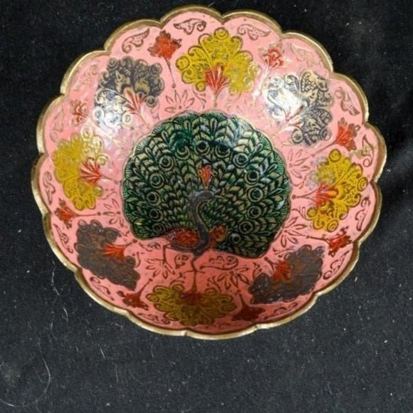 Brass peacock bowl - Picture 3 of 4